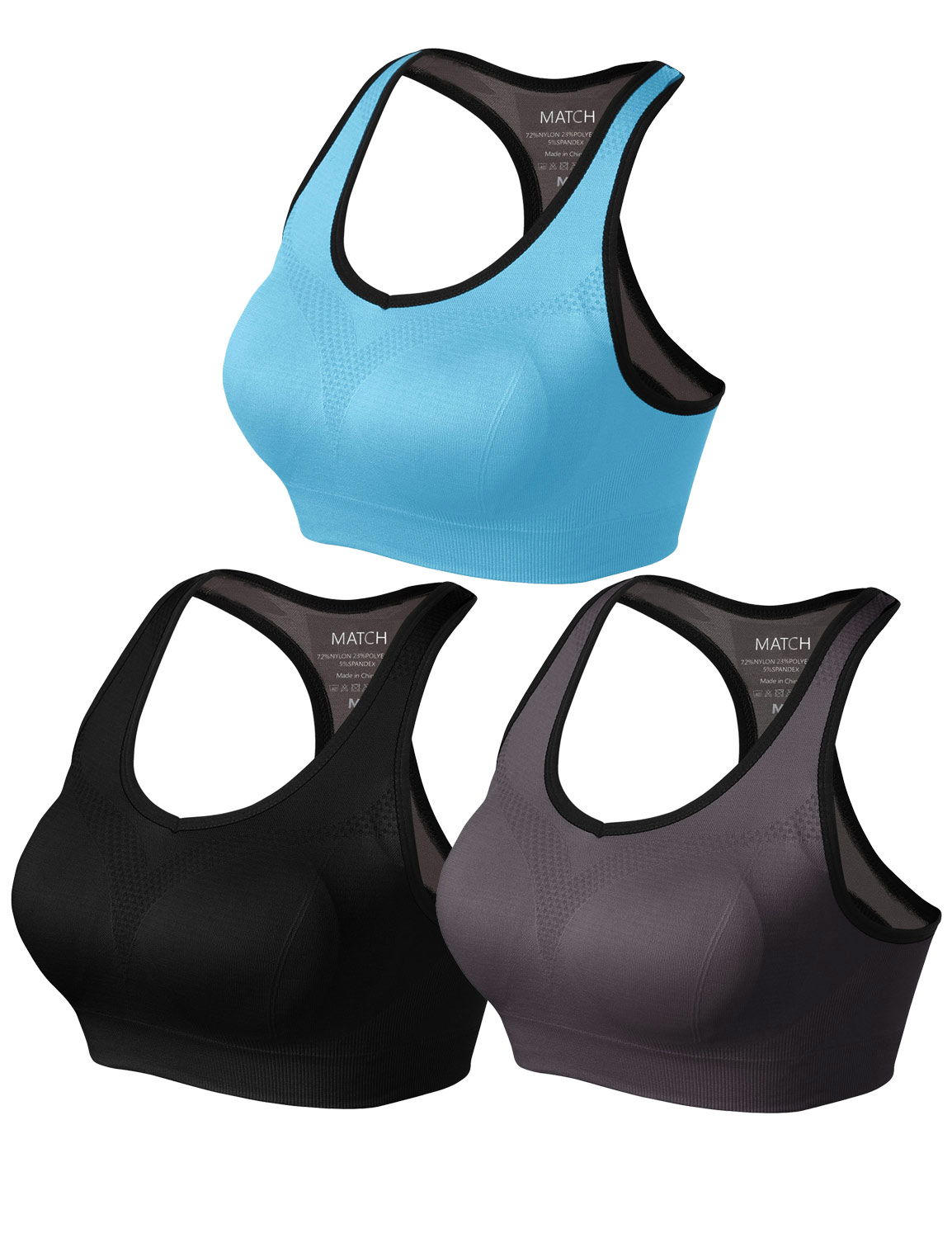 Matchstick Soutien-Gorge de Sport de Yoga Sans Armatures pour Femmes