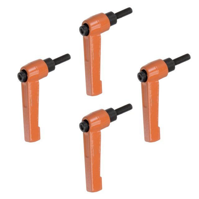 Unique Bargains 4 Pack M8 x 50mm Male Threaded Stud Adjustable Clamping Lever Handle Bolt Knob Orange
