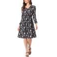 thumbnail image 2 of INSPIRE CHIC Robe Midi Fluide à Imprimé Floral à Col en V pour Femme Noir G, 2 of 5