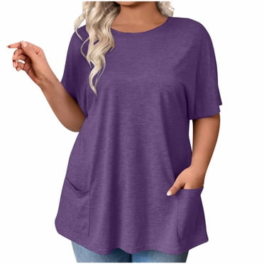 Cameland Hauts d'Été pour Femmes T-Shirts à Manches Courtes Col Ras du Cou Grande Taille Coupe Ample T-Shirt Blouse Décontractée Tunique Confortable