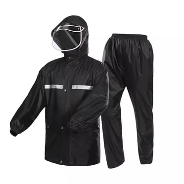Sentmoon 2 Pieces Set Ponchos Adult and Mens Waterproof Pants with Hood Long Sleeve Womens Rain Jacket Lightweight Waterproof Reflective Rain Gear for Men for Hiking, Trekking & Daily Wear M