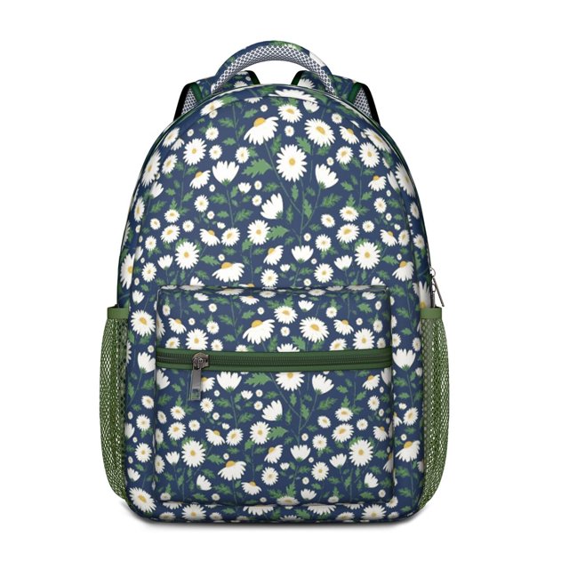 Sac à Dos à Imprimé Marguerites Ensoleillées - Extérieur Imperméable et Compartiments Spacieux pour l'École