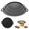 thumbnail image 1 of Kitecy Poêle à Griller Coréenne Poêle à Griller Antiadhésive Plaque Ronde Coréenne Bbq Poêle de Cuisinière Portable Poignée Suspendue Cuisson Extérieure Intérieure, Poêle Ronde de Plaque de Cuisson pour Cuisinière Bbq, 1 of 10