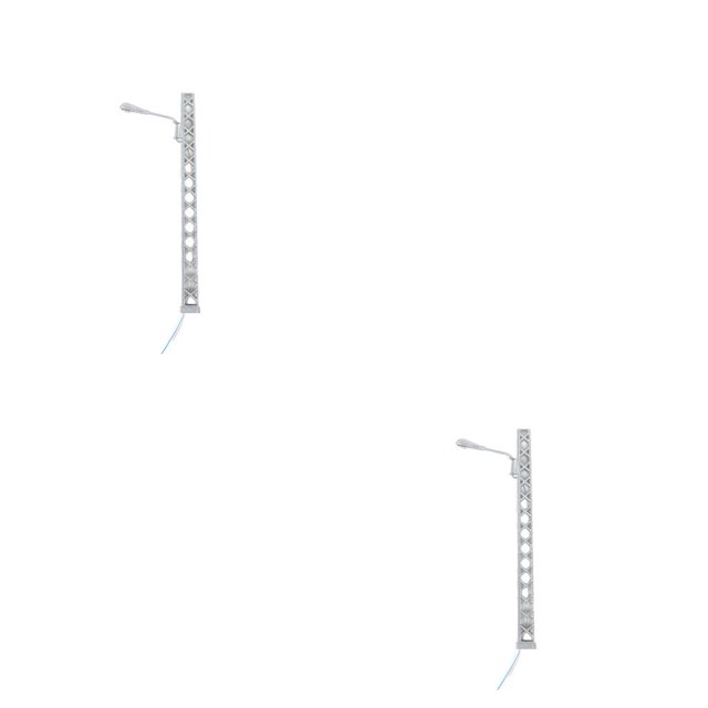 pitrice Model Railway Lamp Classical Pathway Single-Head Lightweight Ladder Streetlights Miniature Outdoor LED Metal Lamppost Silver(Warm Light) 2Set