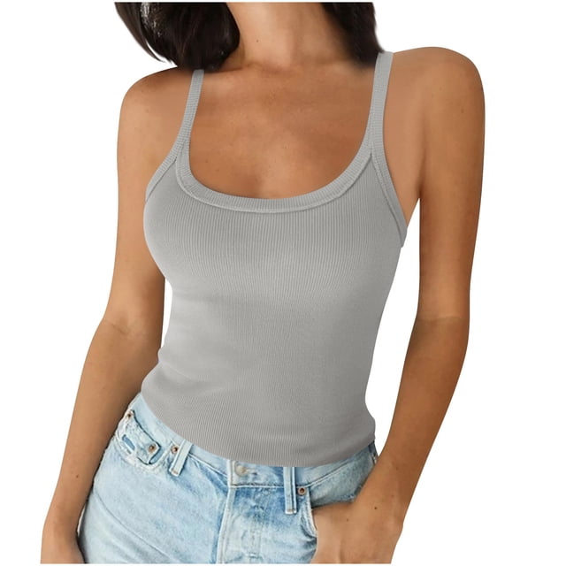 Timegard Tank Tops for Women Plus Size Square Neck Slim Comfy Solid Color Basic Tee Casual Going out Top