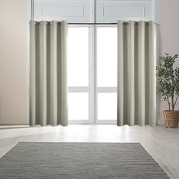 Curtain 63" Blackout Curtains Beige Elegant Folding Curtain Panel Pair for Bedroom Rkxzt