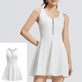 thumbnail image 2 of Ventes du Jour! QATAINLAV Robe de Tennis Athlétique pour Femme avec Short Intégré, Fermeture Éclair, Sans Manches, Mini, Entraînement, Golf, Robes, Course en Plein Air, Combinaison Sportive, Blanc, TTG, 2 of 7
