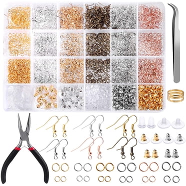 Earring Making Kit with 2500pcs Earring Hooks, Jump Rings, Earring Backs, Pliers, Tweezers, and Jump Ring Opener for Jewelry Making and Repair