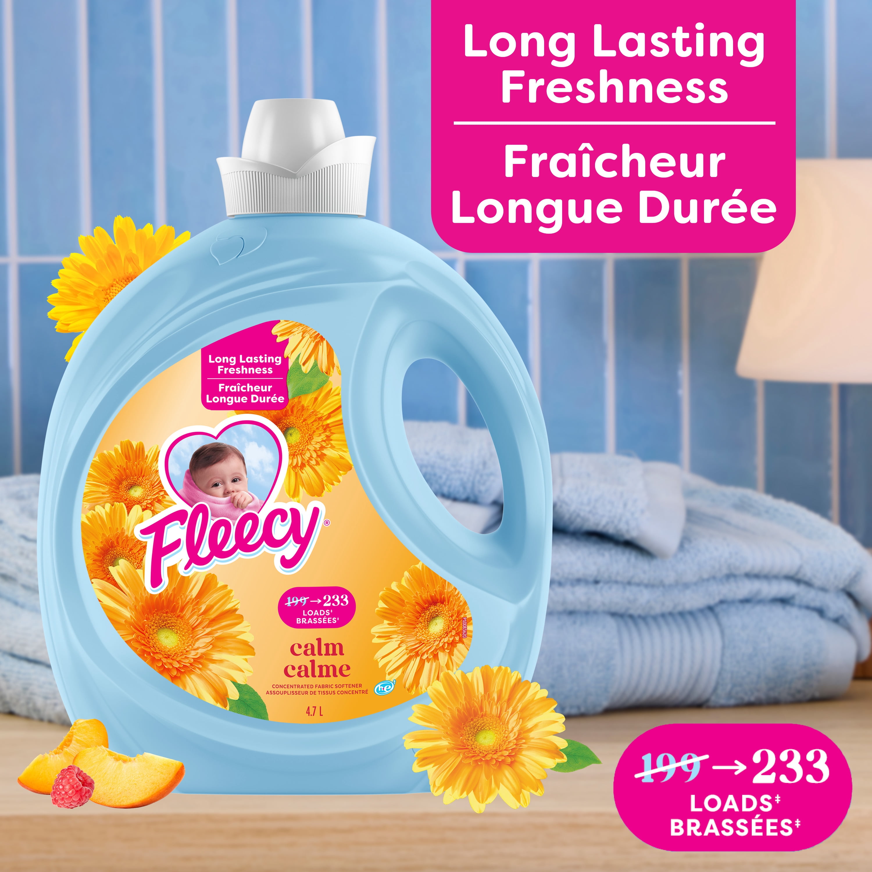 Fleecy Calm Concentrated Fabric Softener, Vanilla and Honey Lotus Scent, 4.7 L