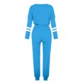 thumbnail image 4 of Moxiu Women's Casual Color Block Set - 2 Piece Spring Long Sleeve Wide Leg Sweatpants Sweat Set Light Blue,XXXXL, 4 of 6