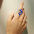 thumbnail image 4 of Bradem Rings Clearance! Fashion Crystal Ring Square Zircon Ring Exaggerated Large Spring Spiral Ring, Blue, One Size Lady Ring Clearance Sale, 1X Ring, 4 of 4