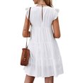 thumbnail image 4 of Faithtur Women Casual Pleated Dress, Adults Spring Solid Color Round Neck Short Sleeve One-piece, 4 of 5