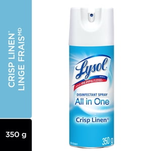 Lysol Disinfectant Vaporiser, Crisp Lin, Désinfecter et éliminer les odures sur les surfaces dures & Tissus, 350g