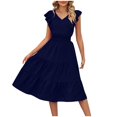 thumbnail image 2 of Meichang Tiered Dresses for Women Sleeveless V Neck Ruffle Dresses Casual Solid Color Midi Dresses High Waisted A-Line Dresses Flowy Summer Dresses Going Out Beach Dresses, 2 of 6