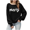 thumbnail image 1 of WUANDIXFA Chandails d'Automne pour Femmes 2025 Chandails pour Femmes Noël Automne Hiver Manches Longues Col Ras du Cou Haut Festif Chandails à Enfiler pour Femmes Noir, TG, 1 of 6
