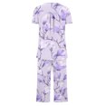 thumbnail image 4 of Rbaofujie Pyjama pour Filles Femmes Décontracté Col Rond Manches Courtes Blouse Pantalon Mode Ensemble de Pyjama Vêtements de Nuit pour Femmes, 4 of 4