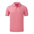 thumbnail image 1 of Innerwin Chemise Couleur Unie Col en V pour Hommes Haut Quotidien Col à Revers Polo Doux Rose Rose (2099) 4TG, 1 of 2