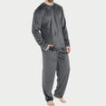 thumbnail image 2 of Kcodviy Mens Leisure Soft Home Cuffed Pants for Elderly Men Solid Color Shirt Pants Pajamas for Men Cotton 3 Cutes Pajama Set Home Service Fun Mens Pajamas Set Two Piece Set Long Fleece Warm Pyjamas, 2 of 6