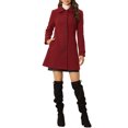 thumbnail image 2 of INSPIRE CHIC Manteau Long d'Hiver pour Femme à Col Peter Pan, à Simple Boutonnage, Rouge Uni G, 2 of 5