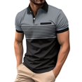 thumbnail image 1 of SHIXIAOO Men's Leisure Fashion Stripe Contrast Design Lapel Button Long Sleeve Tops Slipper with Memory Foam Raglan Shirt, 1 of 4