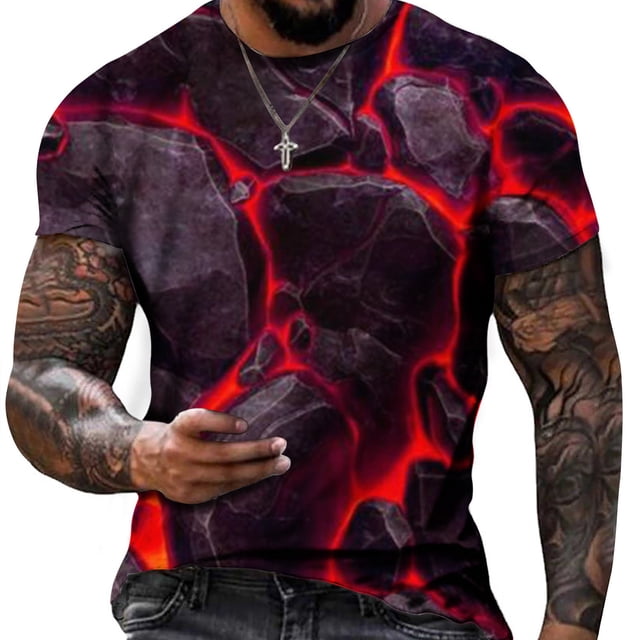 Styesk T-Shirts pour Homme Décontractés Mode Col Rond Chandail Imprimé T-Shirt Manches Courtes Hauts