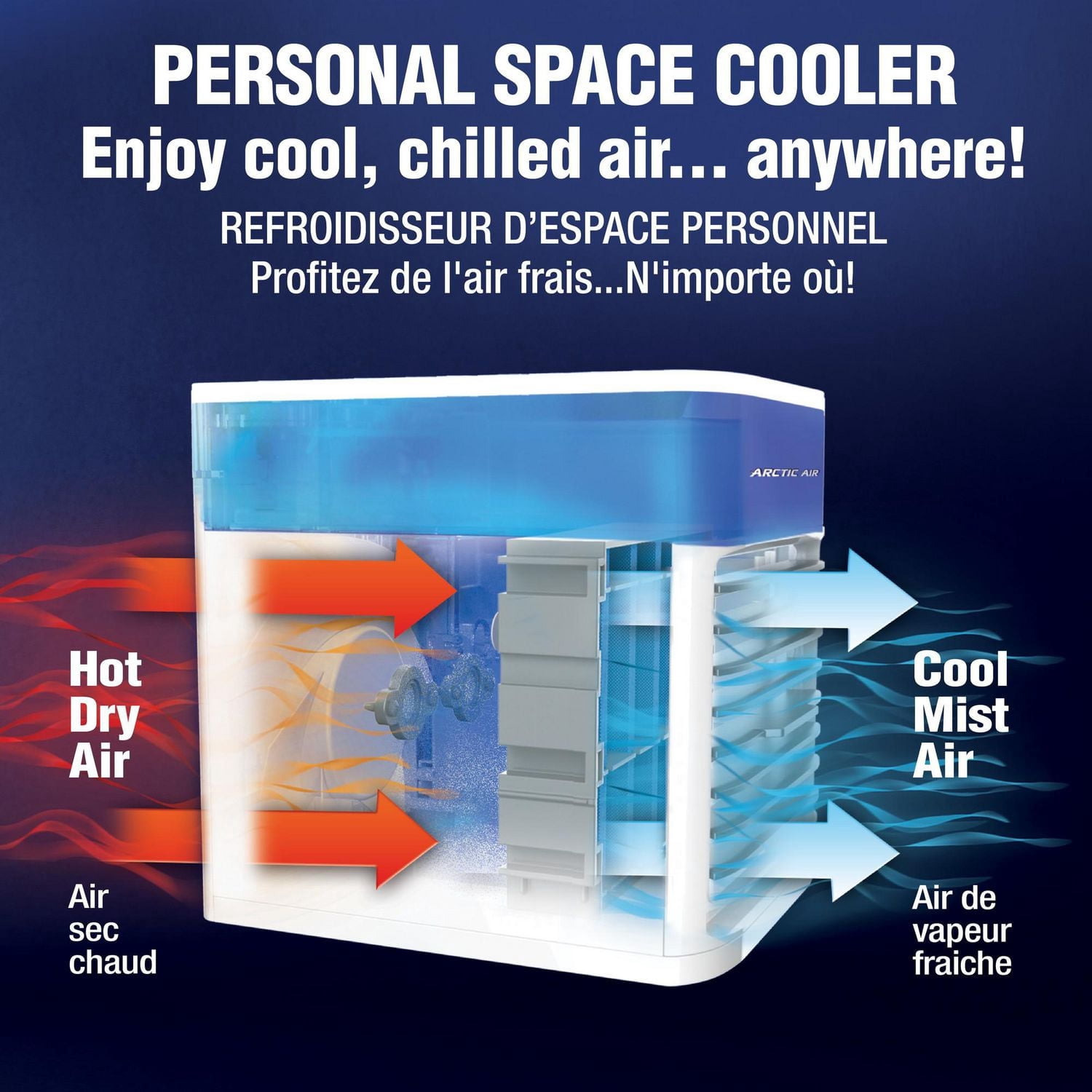 Arctic Air Chill Max Personal Space Cooler – Portable Evaporative Air Cooler with Hydro-Chill Technology, 4-Speed Control, Adjustable LED Night Light