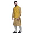 thumbnail image 2 of Atasi Mens Kurta Pajama Jacket Indian Mandarin Collar Printed Ethnic Wear Set, 2 of 5