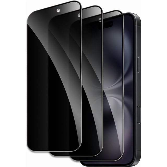 3 Pack for iPhone 17 Privacy Screen Protector featuring 9H anti-spy dark tempered glass. Designed exclusively for the iPhone 17 (2025 release), this screen protector ensures privacy by making the screen visible only to the user directly in front. The ultra-thin 0.02-inch tempered glass provides high touch sensitivity and durable protection against scratches and bumps. Coated with a hydrophobic layer, it resists fingerprints, oil, and water. Easy to install and bubble-free, it fits most phone cases seamlessly.