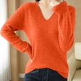 thumbnail image 1 of asjyhkr Tops For Women Long Sleeve Knit Cotton V Neck Sweater Pullover Basic T Shirts Solid Color, 1 of 7