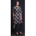 thumbnail image 2 of Bimba Kurti Asymétrique à Imprimé Floral Feuilles Bleues et Pivoines pour Femmes Robe d'Été Indienne Tunique Petit, 2 of 6