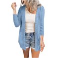 thumbnail image 4 of Womens Soft Button Down Cardigan Long Sleeve Light Weight Shirts Jacket Comfy Loose Fall Lounge Wear Tops Blue, M, 4 of 7