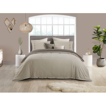 Swift Home Ensemble housse de couette réversible unie ultra douce avec fermeture décorative à boutons, Grand lit, Kaki