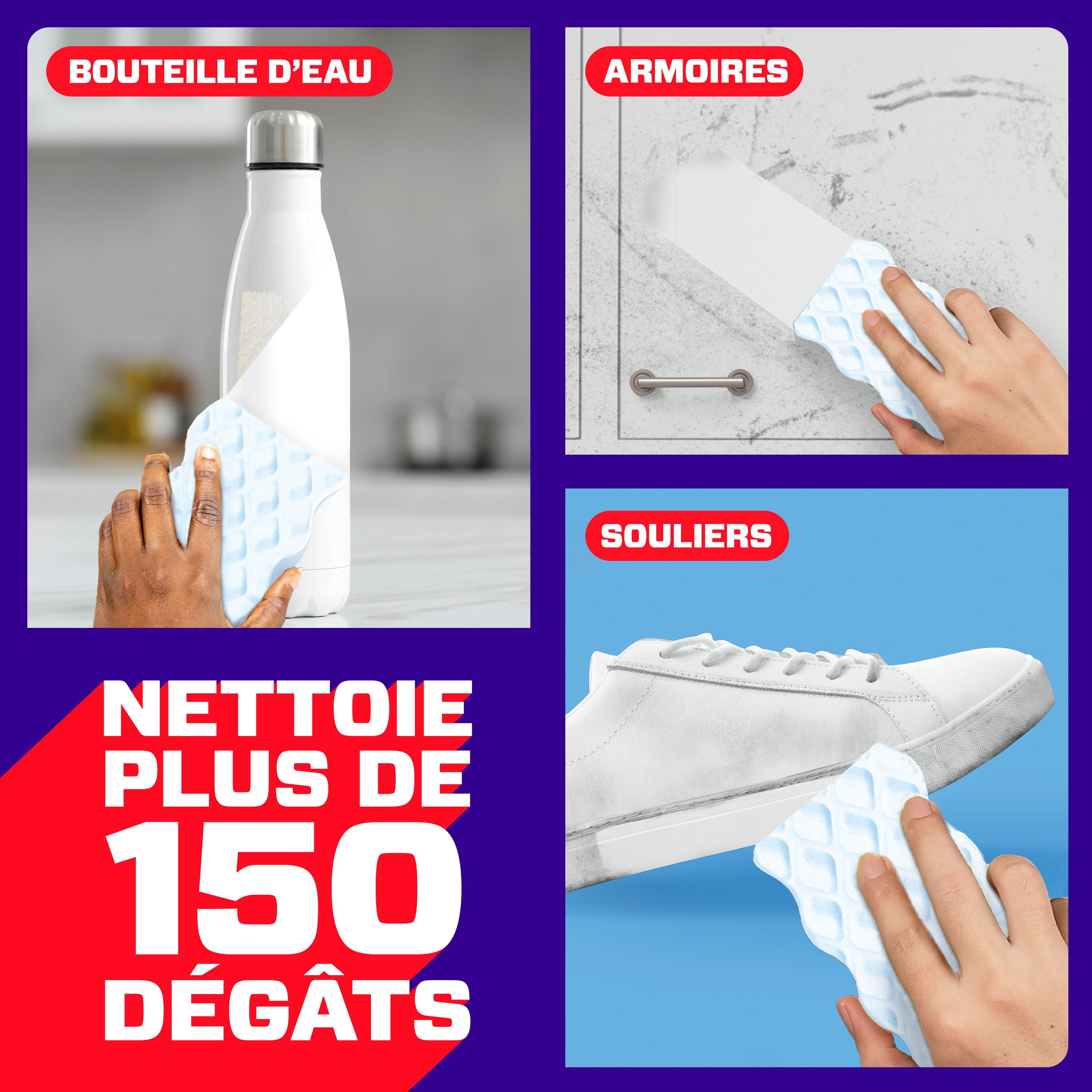 Éponge Effaceur magique M. Net, nettoyant tout usage, récurant nettoyant, Extra résistant, 4 u