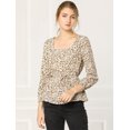thumbnail image 2 of INSPIRE CHIC Blouse à Manches Longues à Encolure Carrée Florale pour Femmes Beige P, 2 of 6