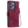 thumbnail image 4 of Flip Case for iPhone 16 Pro Max , Totem Embossed Flowers Premium PU Leather Wallet Folio Cover with Card Holder Kickstand Compatible with iPhone 16 Pro Max - Red, 4 of 13