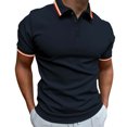 thumbnail image 1 of Styesk T Shirts for Man Fashion Leisure Solid Color Versatile Button Flip Collar Short Sleeve Top, 1 of 2