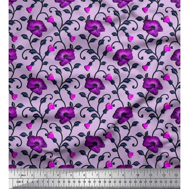 Soimoi Velvet Fabric Leaves & Floral Artistic Print Fabric by The Yard 58 Inch Wide