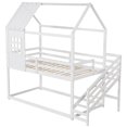 thumbnail image 1 of Costway Lit Superposé Double Style Maisonnette avec Escaliers, Toit, Rampes et Fenêtre, Garde-Corps Pleine Longueur, 1 of 10