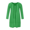 thumbnail image 4 of DPTALR Robe Femme en Coton et Lin à Col en V Ample à Manches Trois Quarts Unie Longueur Genou, 4 of 8