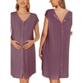 thumbnail image 4 of QJUHUNG Pyjama de Maternité avec Boutons Pyjama d'Accouchement/naissance/hôpital avec Poches, 4 of 7
