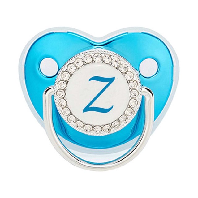 XZNGL Pacifier Clips Baby Girl Baby Pacifier 26 Letter Name Initials Clip Silicone Baby Pacifier Golden Shiny Newborn Pacifier Silicone Pacifier Clip