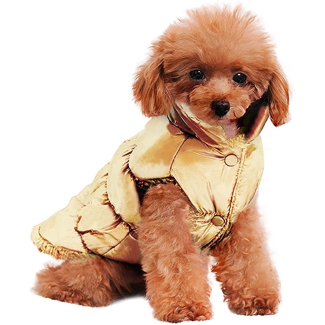 Reflective Cozy Waterproof Windproof Dog Snowsuit Cute Warm Fleece Padded Cold Weather Pet Clothes - Golden vest,M