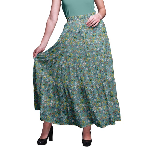 Bimba SkirtsForWomen Long Length Cotton Printed Maxi Boho Summer Skirt