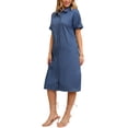 thumbnail image 4 of INSPIRE CHIC Robe-Chemise en Denim pour Femme à Manches Courtes, Boutonnée, Robe Midi Décontractée Bleu m, 4 of 6