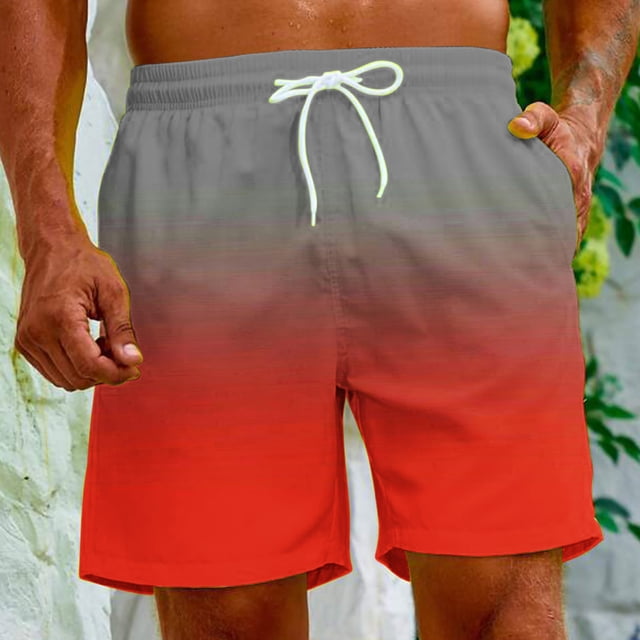 Meichang Men's Plus Size Swim Shorts Trendy Novelty Gradient Printed Swimming Trunks 5 Inch Quick Dry Summer Beach Shorts for Men Multicolor M