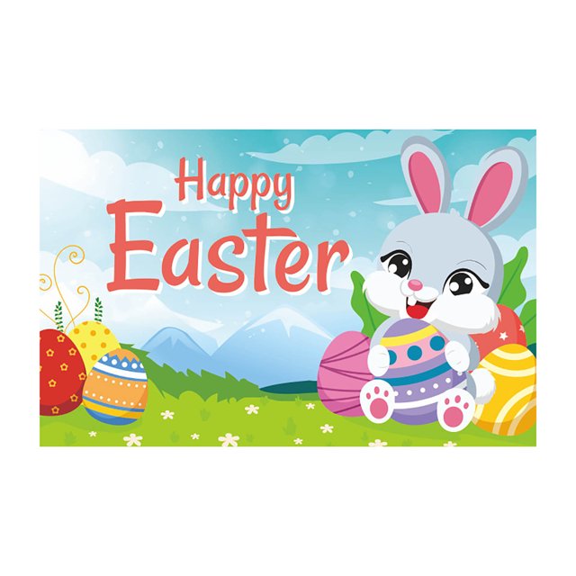 Agiferg Easter Banner Holiday Decorations Eggs Bunny Banner Cloth Holiday Party Photo Background