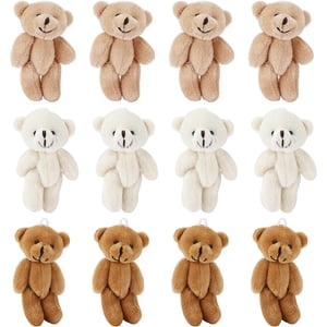 ORUYROP 12Pcs Mini Joint Teddy Bears, Stuffed Animal Plush Toys for Birthday, Wedding Decor, Party Favors, DIY Accessory （3.5x1.8x1.6in