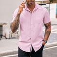 thumbnail image 2 of Birdeem Shirts for Men Men Casual Solid Color Button Short Sleeve Turndown Collar Blouse Shirt, 2 of 12