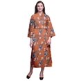 thumbnail image 1 of Bimba Robe de Chambre pour Femmes Orange Moyenne Bird Blossom & Robin Peignoir Long Mariée Préparation Chemise Imprimée Peignoir de Bain Filles P, 1 of 5
