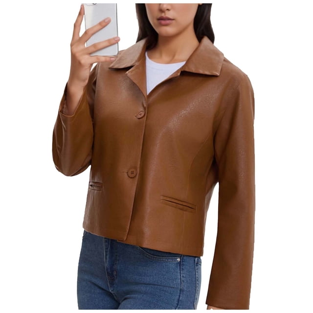Veste en Cuir Femme Coupe Ajustée/veste Femme Hiver Décontractée, Fête